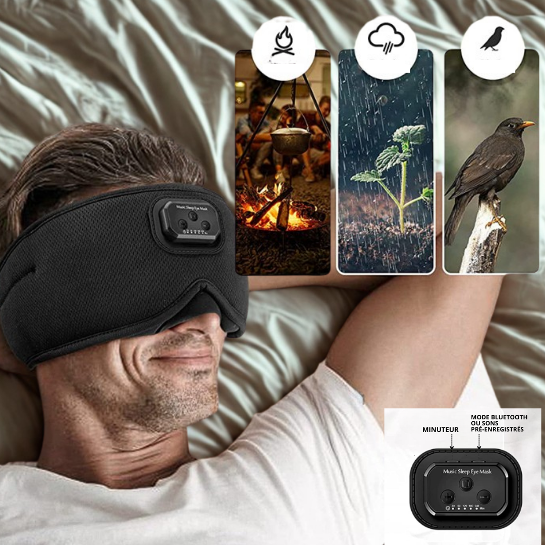 MASQUE DE SOMMEIL ET VOYAGE BLUETOOTH 3D Bruits Blancs/ASMR - Pure Night Ultra