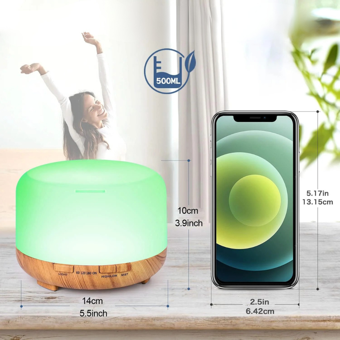 DIFFUSEUR HUILES ESSENTIELLES AROMATHÉRAPIE - Pure Night - Télécommande + Minuterie + Lumière apaisante