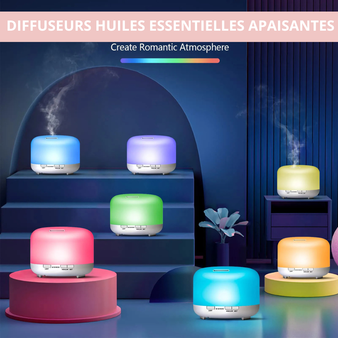 VEILLEUSE DE NUIT - DIFFUSEUR HUILES ESSENTIELLES AROMATHÉRAPIE - Pure Night - Télécommande + Minuterie + Lumière apaisante