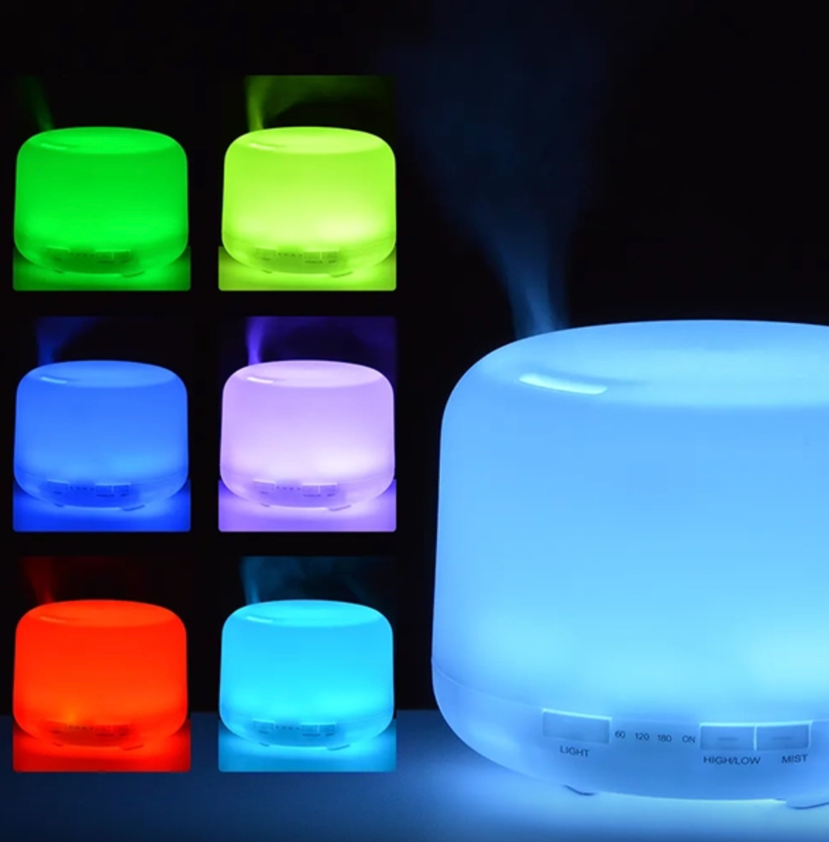 DIFFUSEUR HUILES ESSENTIELLES AROMATHÉRAPIE - Pure Night - Télécommande + Minuterie + Lumière apaisante