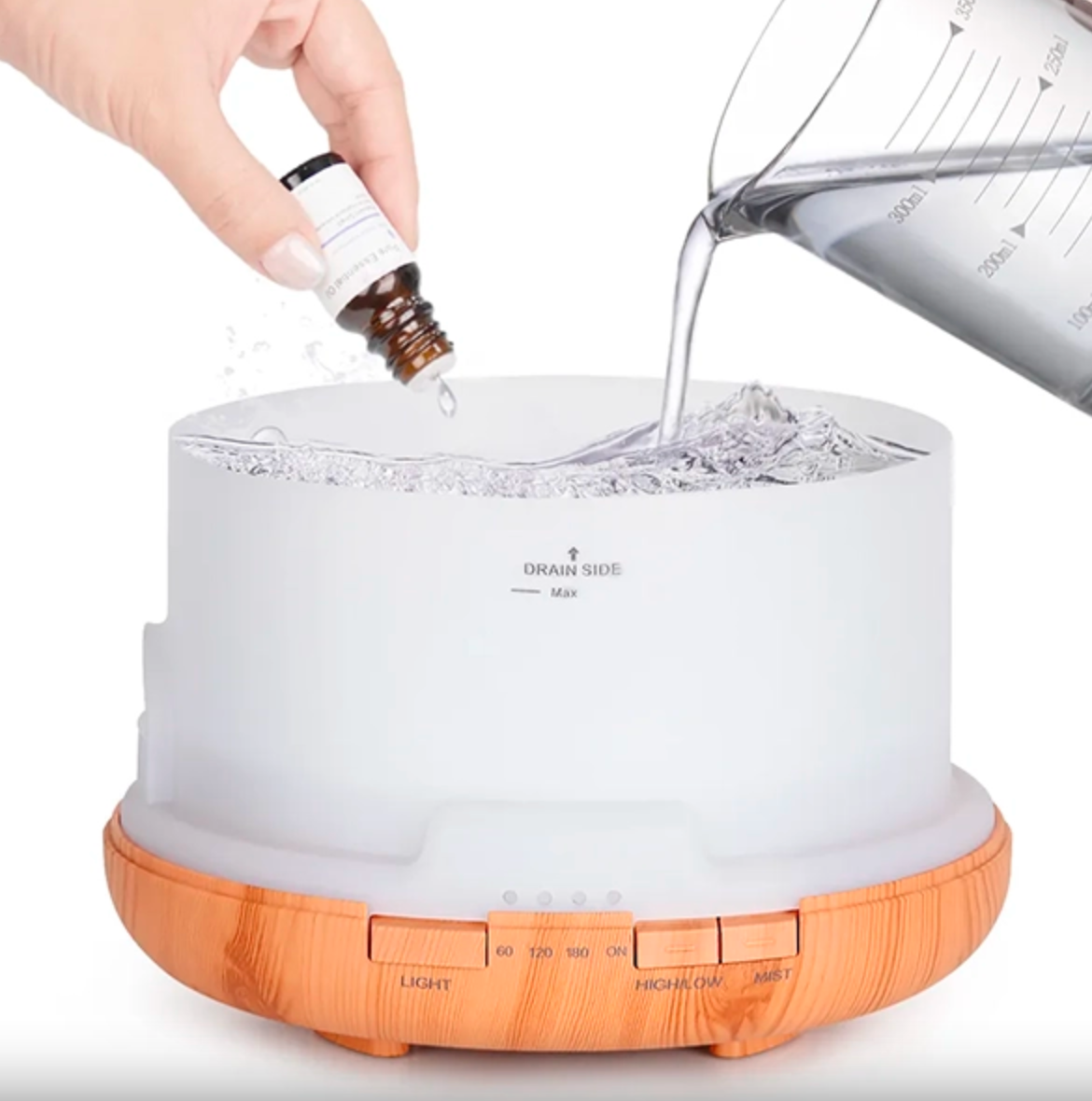DIFFUSEUR HUILES ESSENTIELLES AROMATHÉRAPIE - Pure Night - Télécommande + Minuterie + Lumière apaisante