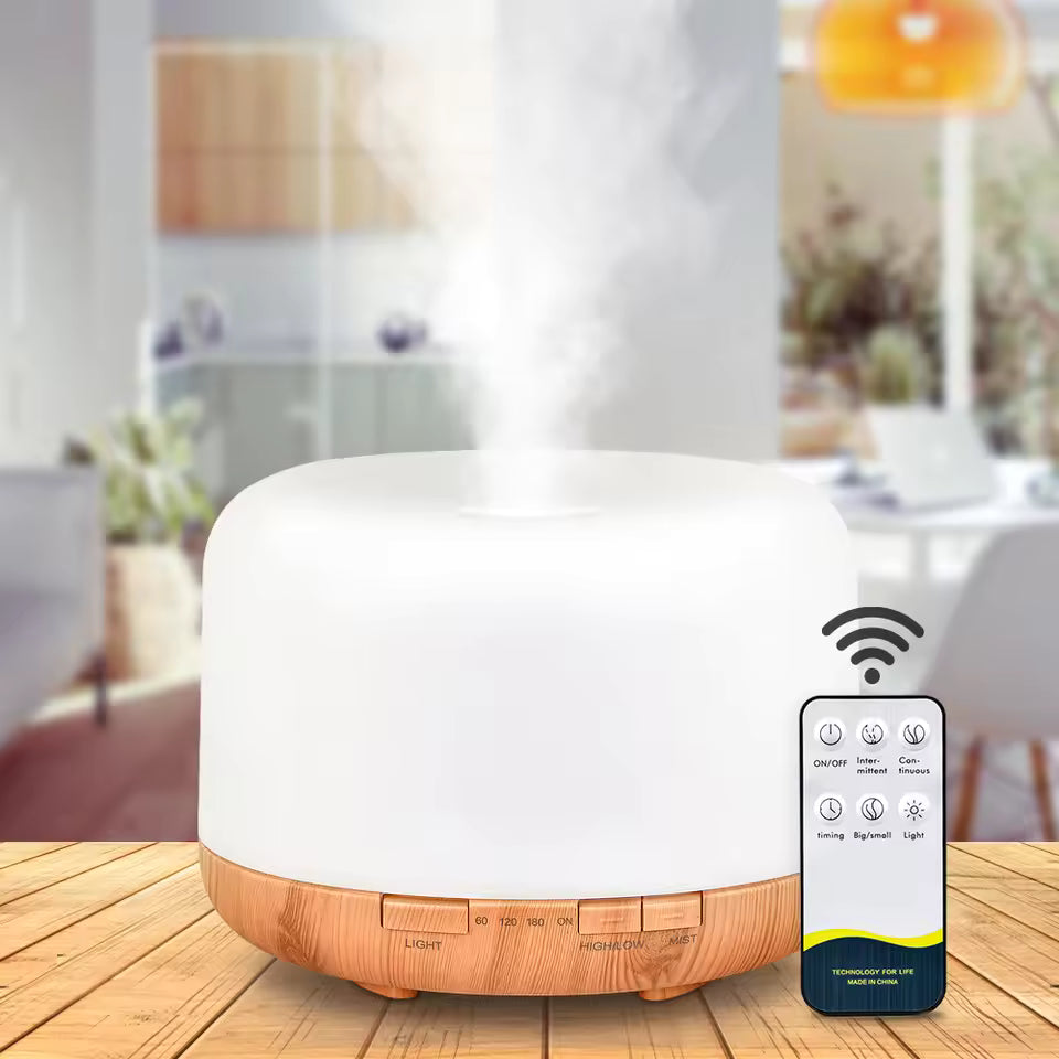 DIFFUSEUR HUILES ESSENTIELLES AROMATHÉRAPIE - Pure Night - Télécommande + Minuterie + Lumière apaisante