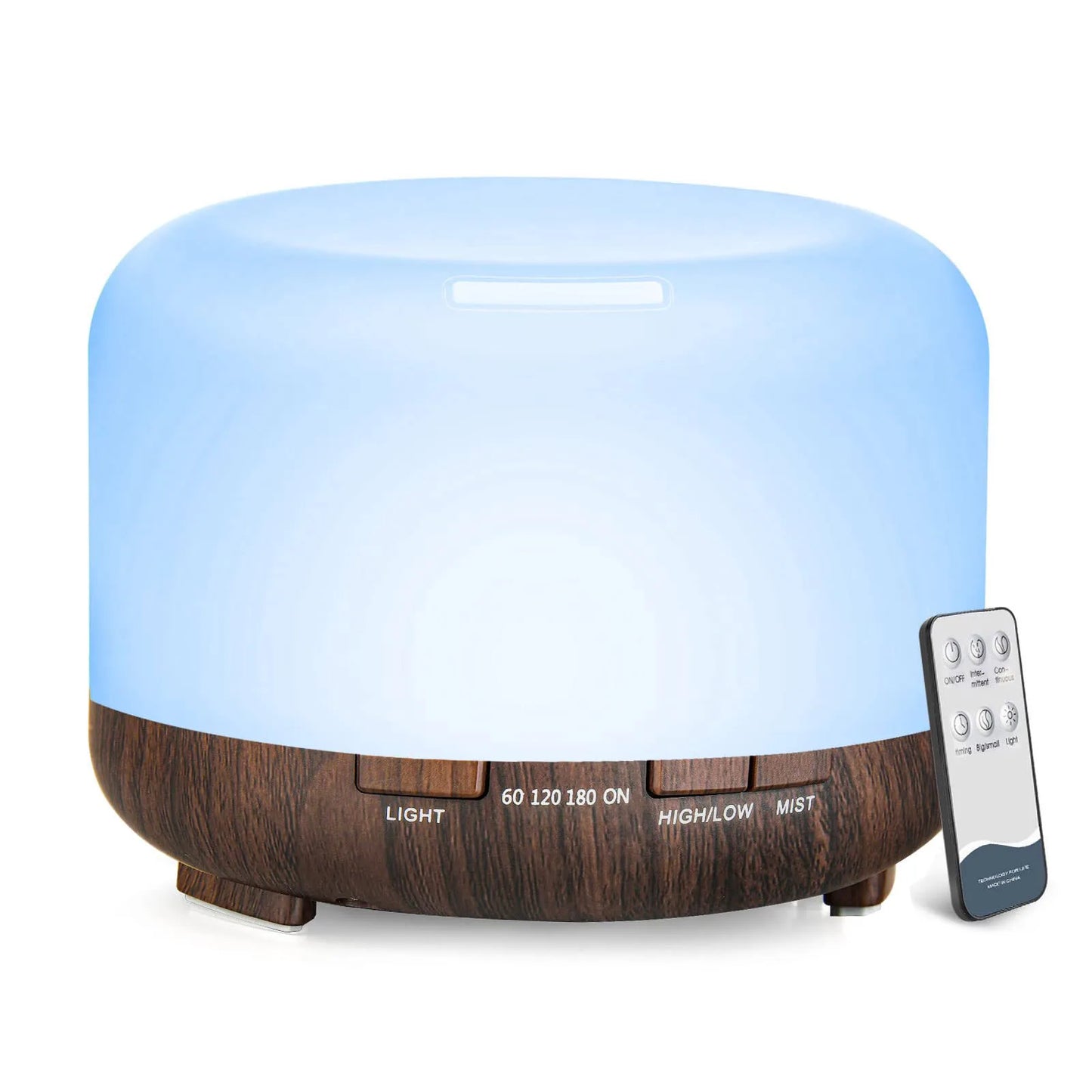 Diffuseur Huiles Essentiel Apaisante 500ML + 5 huilles Essentiels, Avec télécommande Timer / Diffusion de lumière