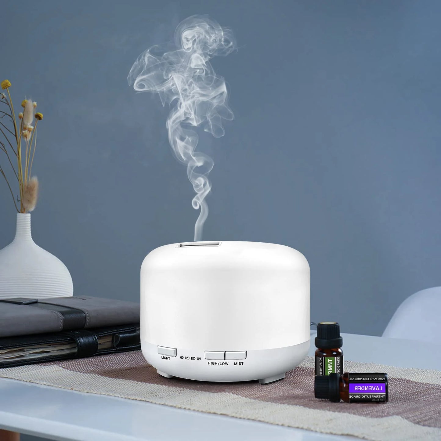 DIFFUSEUR HUILES ESSENTIELLES AROMATHÉRAPIE - Pure Night - Télécommande + Minuterie + Lumière apaisante