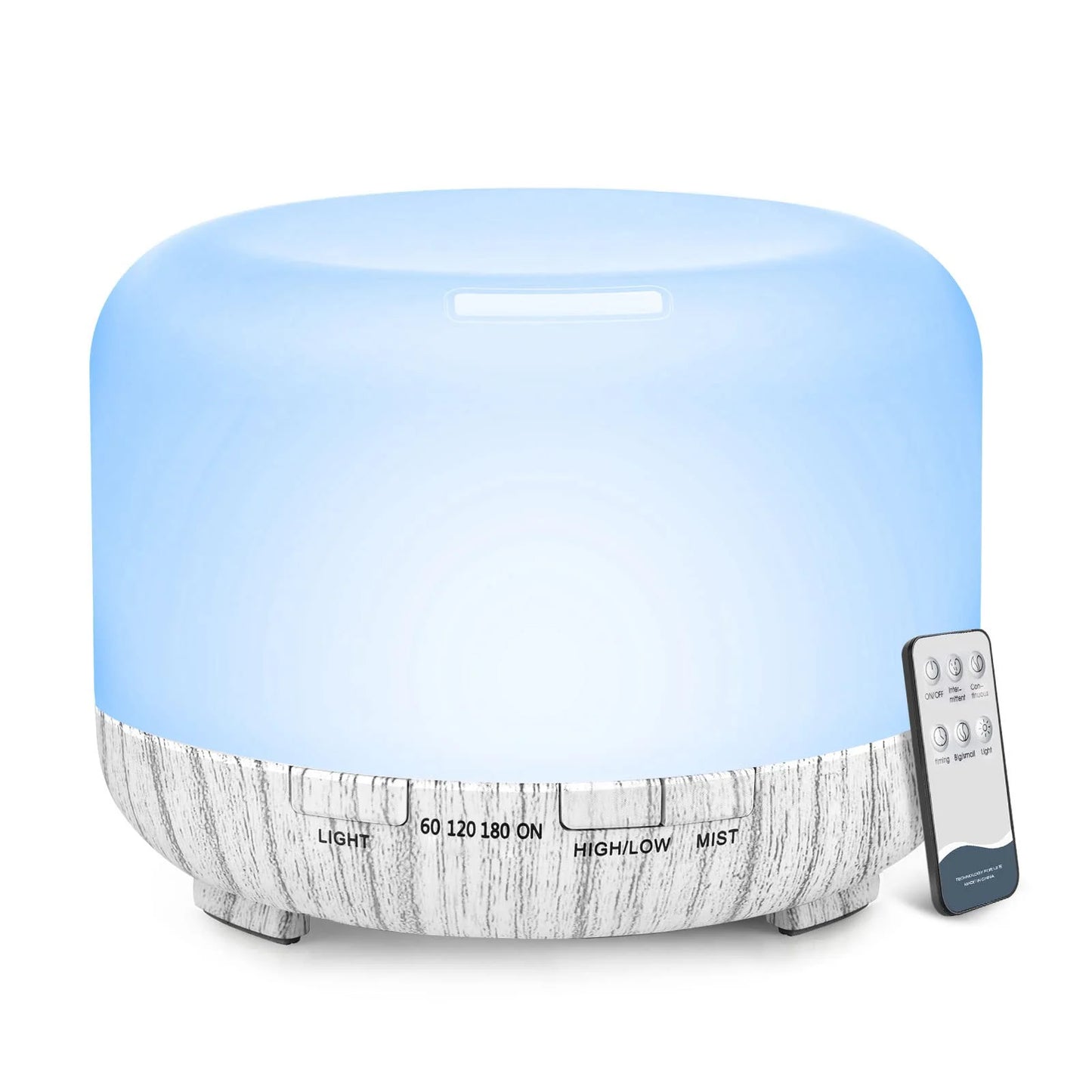 Diffuseur Huiles Essentiel Apaisante 500ML + 5 huilles Essentiels, Avec télécommande Timer / Diffusion de lumière