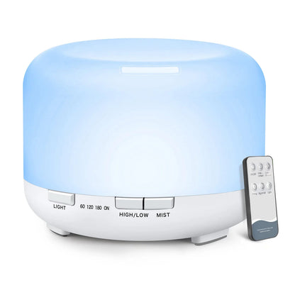 Diffuseur Huiles Essentiel Apaisante 500ML + 5 huilles Essentiels, Avec télécommande Timer / Diffusion de lumière 