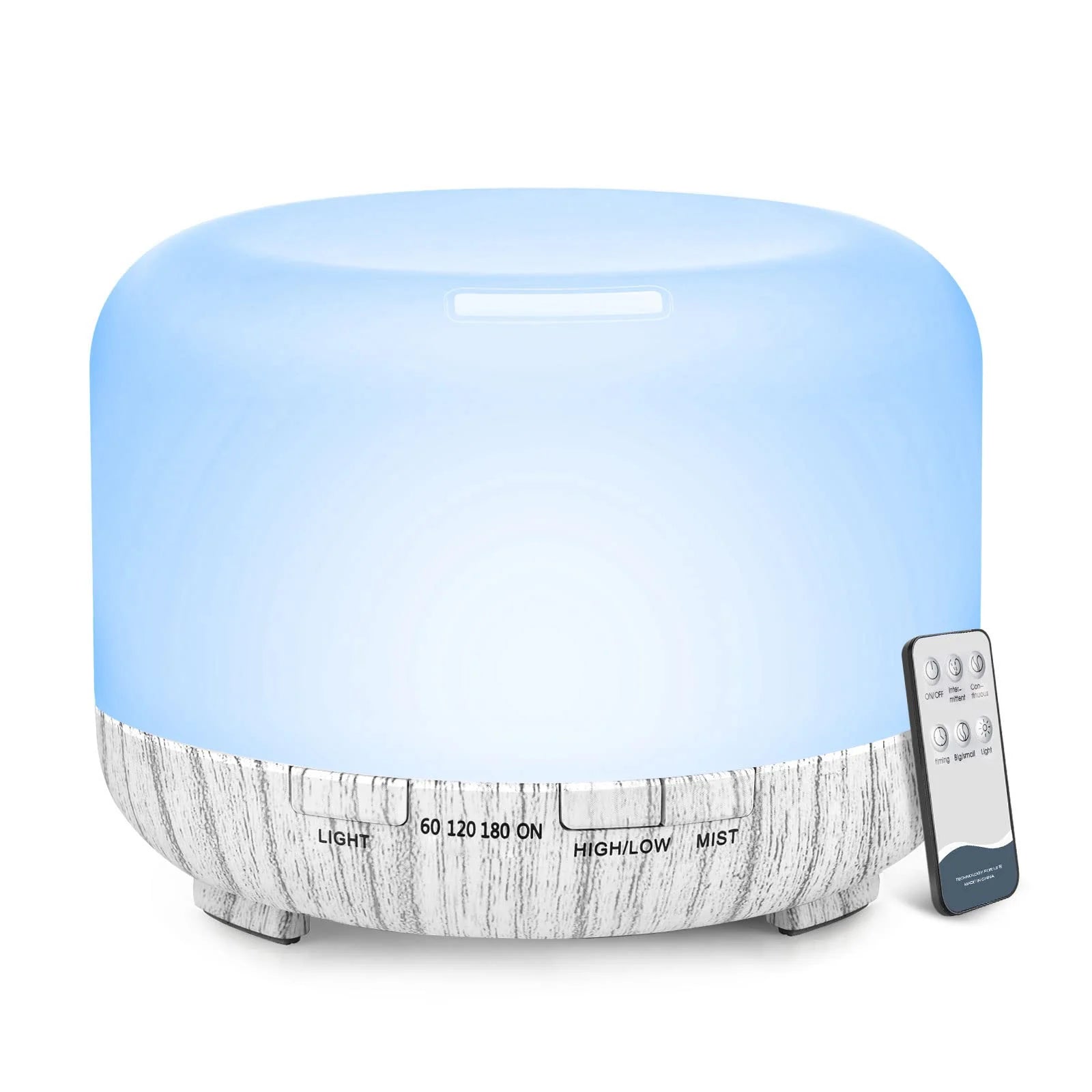 Diffuseur Huiles Essentiel Apaisante 500ML + 5 huilles Essentiels, Avec télécommande Timer / Diffusion de lumière 