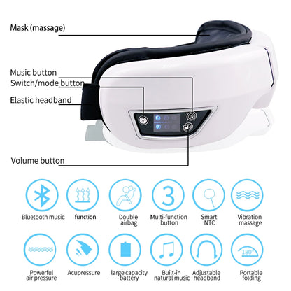 Smart Airbag Vibrating Eye Massager with Bluetooth Music Relaxation Function Can Relieve Eye Fatigue, Care for Eye Health, And